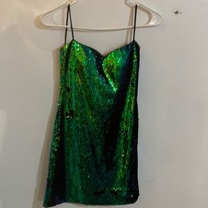 Size small sequin chameleon dress. Swipe down and it turns black. Worn 1x
